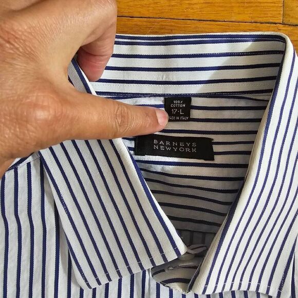 Barneys New York Mens Striped Button Up Shirt Large - Picture 4 of 5